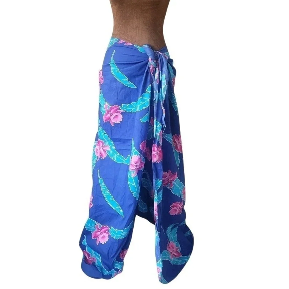 Vintage Hawaii Floral Sarong Wrap Dress Beach Cover‎ Skirt Multifunctional OS